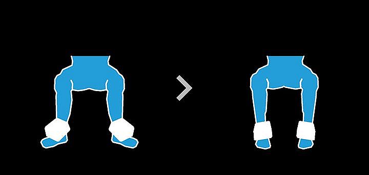 Trainingsübung B4 | Kieser Training Das Piktogramm zeigt die Übungsausführung B4: Supination im unteren Fußgelenk.
