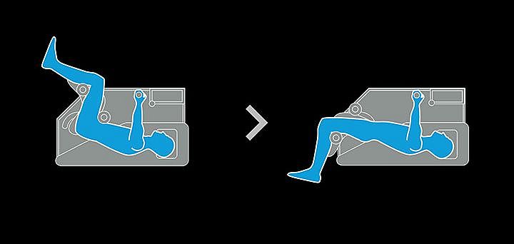 Trainingsübung A1 | Kieser Training Das Piktogramm zeigt die Übungsausführung A1: Streckung im Hüftgelenk.